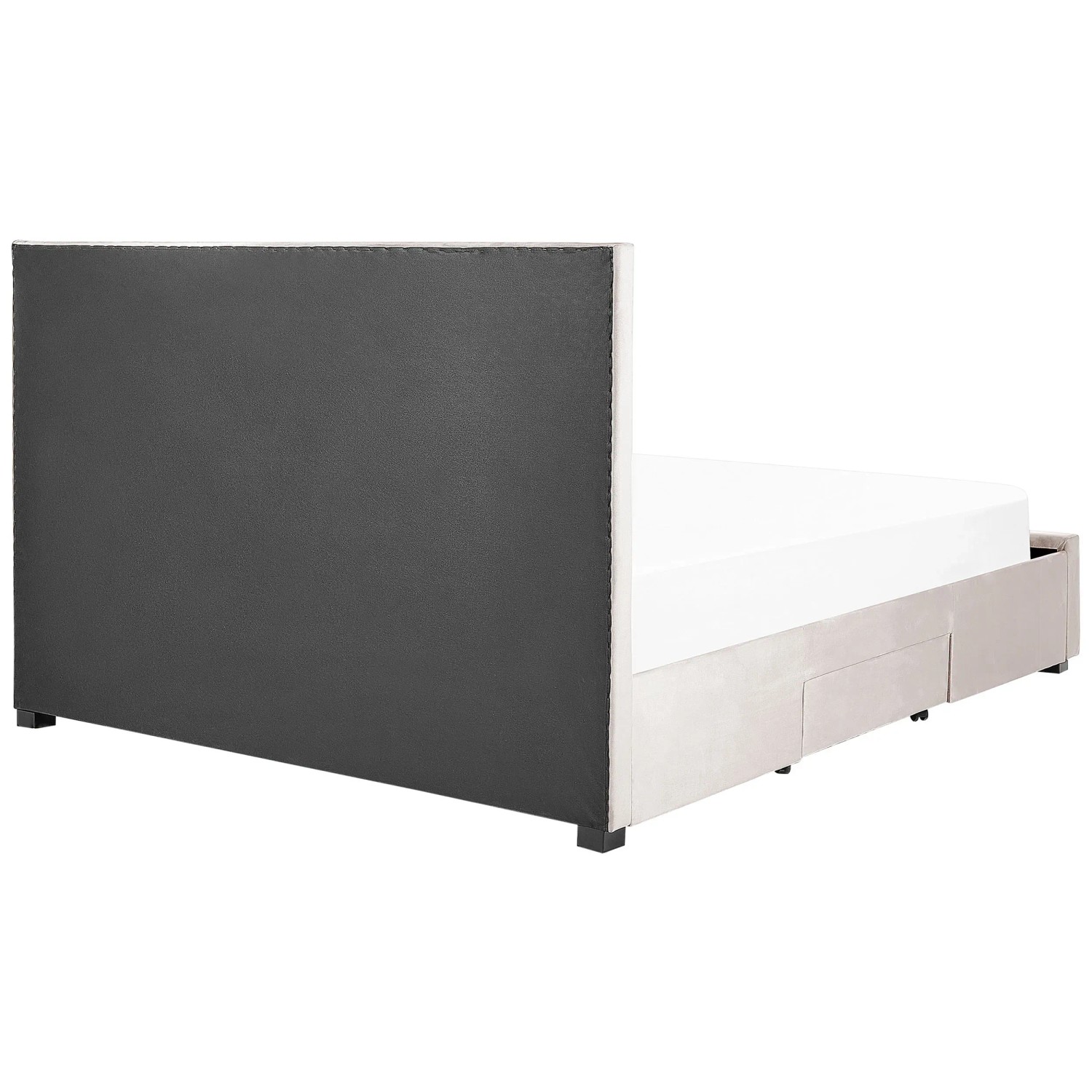 Lit Avec Rangement Beliani Lubbon, Velours Gris, 160x200 Cm - Neuf