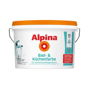 Secchio di pittura per bagno e cucina Alpina, 1 litro, pittura murale bianca per ambienti umidi.