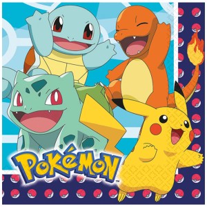 Serviettes en papier Pokémon, 16 pièces, idéales pour les anniversaires d'enfants et les fêtes.