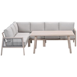 Set lounge 5 pezzi Garden Impressions Decala color tortora chiaro con tavolo e lounge angolare.