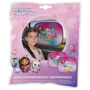 Pare-soleil auto Hits4Kids Gabby's Dollhouse, lot de 2. Protection solaire pour voiture avec motif enfantin.