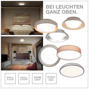Aperçu des différents designs et matériaux du plafonnier LED Osram Orbis Dublin.