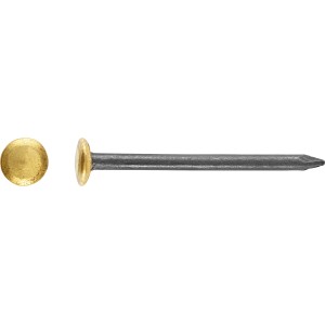 Clou en acier LUX avec tête en laiton, 2x30mm, lot de 20. Clou à tête lentille pour béton, maçonnerie et bois dur.