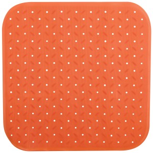 Orangefarbene MSV Duschmatte aus Kautschuk mit Saugnäpfen, 54x54 cm, für rutschfesten Halt in der Dusche.