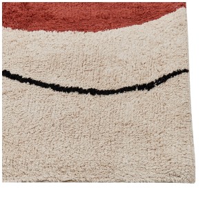 Tapis Bolat beige et rouge à motif abstrait en coton, poils courts, 160x230 cm.