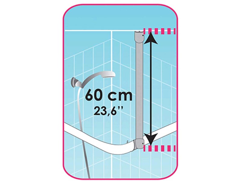 Asta per tenda doccia ad angolo acciaio inox (HxLxP) 80 x 80 x 80 cm / set  da 3