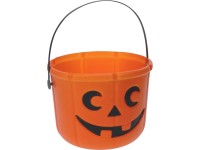 Kürbis-Eimer mit Griff PE-Material Orange Ø 18 cm / Höhe 14 cm