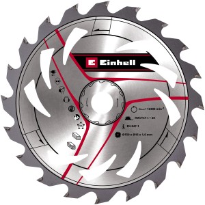 Lama per sega circolare Einhell HM 150 mm per seghe circolari portatili. Lama a 20 denti per legno e PVC.