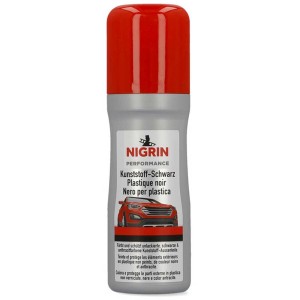 Nigrin Plastique Noir pour entretien auto, flacon 75ml avec bouchon rouge.