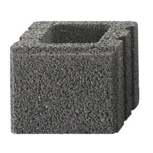 Demi-pierre de mur de jardin anthracite (20x25x25 cm) avec surface structurée.