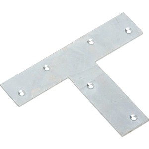 Connettore piatto a T zincato, 140x110x30 mm, per giunzioni in legno.