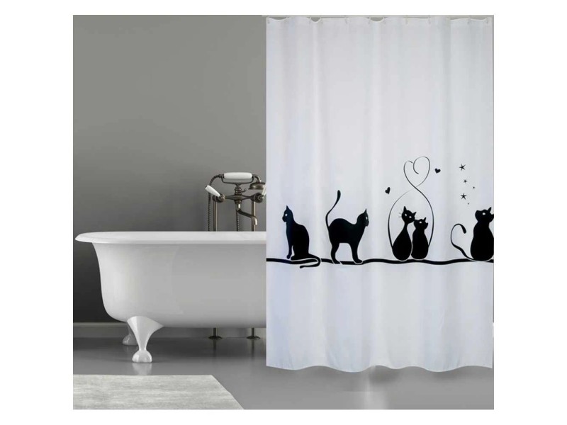 Krabben-Duschvorhang Marine-Design – 100% Polyester, 152x184 Cm, Inkl. 12 Haken (blau-weiß)