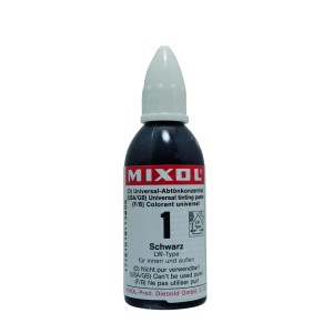 Mixol Abtönfarbe Nr. 1 Schwarz, 20g Flasche für Farbmischungen.