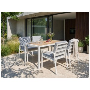 Beliani Set meubles jardin Visso 4 places aluminium gris-blanc