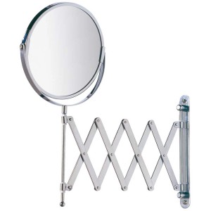 Miroir cosmétique mural Wenko, chrome brillant, avec bras télescopique et grossissement 3x.