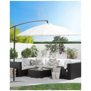 Beliani Ampelschirm Calabria II Stoff Hellbeige Ø 268 x 235 cm