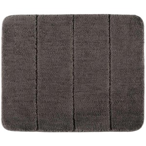 Tappeto da bagno Wenko Steps grigio topo in micro poliestere con effetto alto-basso e retro antiscivolo.