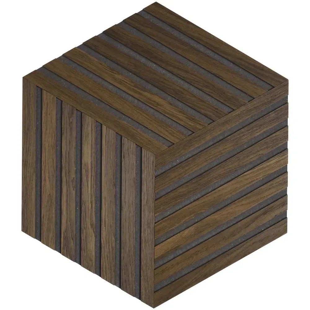 Denpanels Panneaux design Losange chêne fumé MDF Noir 3 pcs
