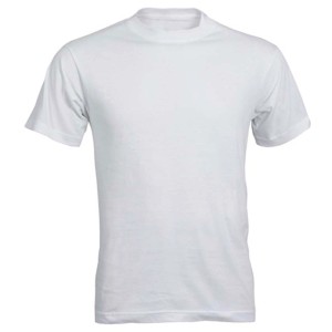 T-shirt bianca in cotone con scollo rotondo per giardino e tempo libero.