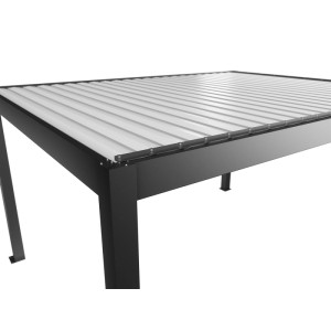 Biohort Pergola, 4x3m, dunkelgrau-weiß, Terrassenüberdachung mit Lamellen.