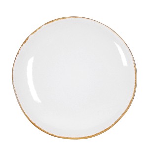 Piatto piano bianco Tabo di Mica Decorations, Ø 26,5 cm, con bordo marrone.