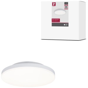 Plafonnier/applique LED Paulmann Siena rond, blanc mat, avec diffuseur. Emballage du produit visible.