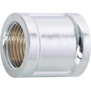 Manicotto filettato in ottone cromato, 14,9 mm (Rp 3/8) per raccordi filettati.