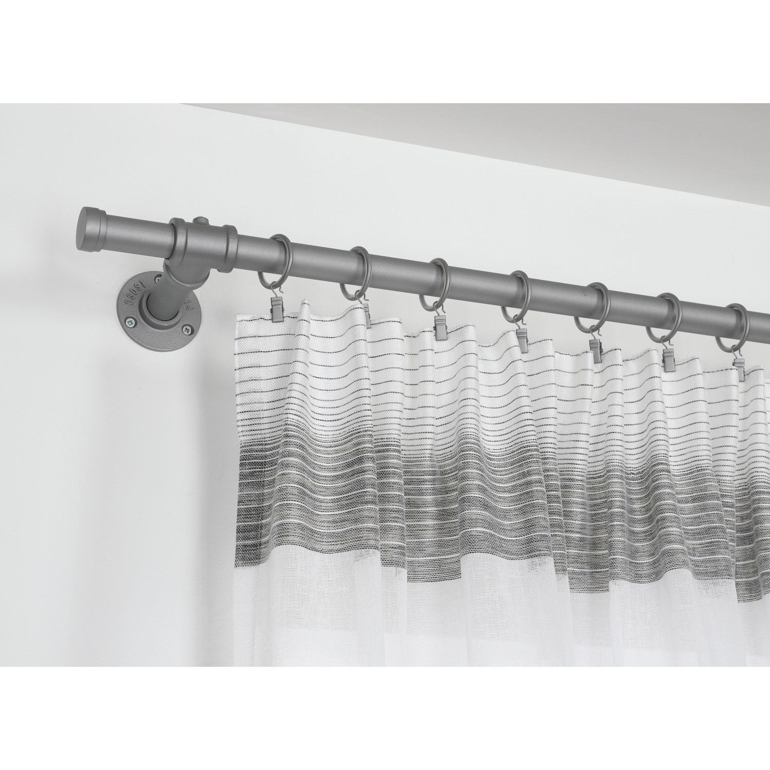 Pièce En T Argentée Pour Tringle à Rideaux 25 Mm — Série Industrial Home, Métal, Fixation Facile Sans Perçage, Design Tuyauterie