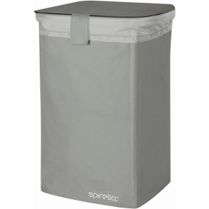 Cesto portabiancheria grigio Spirella Classic-L con coperchio, in poliestere, per bagno o camera da letto.