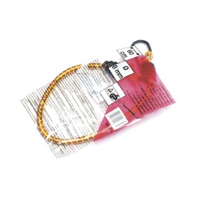 Tendeur élastique 60 cm avec crochets métalliques, jaune/rouge, pour voyage et transport.