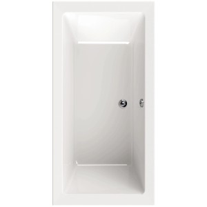 Baignoire rectangulaire AquaSu liDano en acrylique blanc, 180x80 cm, avec bonde centrale.