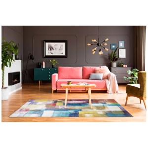 Moderno tappeto Andiamo Bonum Multi (80x150 cm) con rettangoli colorati nel soggiorno.