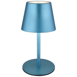 Lampada da tavolo a LED ricaricabile blu Globo Vannie I, metallo, Ø 11,5 cm, altezza 36 cm.