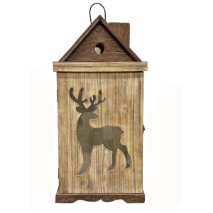 Laterne Hirsch Holz Braun 27 x 27 x 57 cm