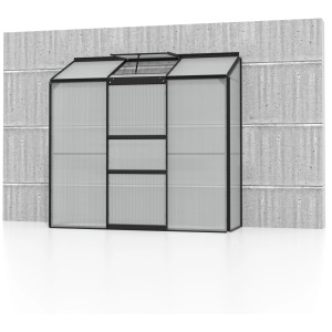Serra da appoggio Vitavia Ida 1300, telaio nero, superficie 1,3 m². Ideale per erbe aromatiche, frutta e verdura.
