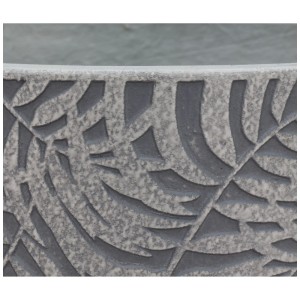Dettaglio: Vaso per piante Gartec Round Palm Grey con design a palma.