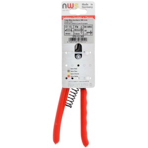 Cesoie per lamiera da 300 mm con manici rossi per tagliare lamiere fino a 1,8 mm di spessore.
