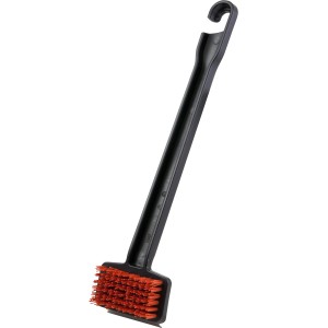 Spazzola per griglia Char-Broil Cool-Clean con manico nero e setole arancioni.