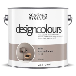 Schöner Wohnen Design colour Brun Cachemire Élégant, peinture murale mate en pot de 2,5 l.