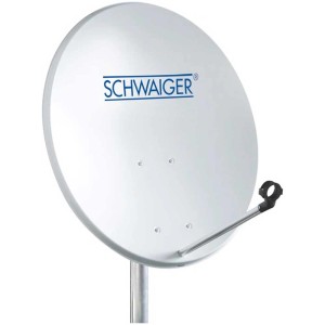 Antenne satellite Schwaiger gris clair, diamètre 55 cm pour une réception TV optimale.