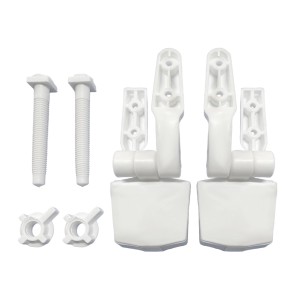 Cerniere per sedile WC MSV in plastica bianca per una facile installazione del sedile.