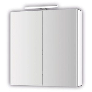 Armoire de toilette Jokey décor alu avec éclairage LED et deux portes miroir.