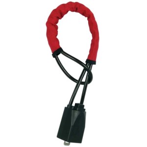 Antifurto per volante, lunghezza 72 cm, con rivestimento rosso e blocco nero.