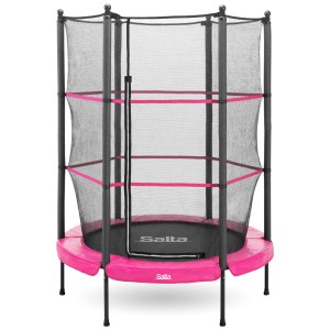 Trampolino Salta Junior Rosa, Ø 140 cm, con rete di sicurezza per interni ed esterni.