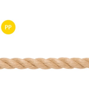 Naturfarbenes, 3-schäftig gedrehtes Conacord Polypropylen-Seil, 20 mm Durchmesser, für vielseitige Anwendungen.