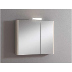 Armoire de toilette Kora avec 2 portes, décor Orme Rousseau et éclairage LED.