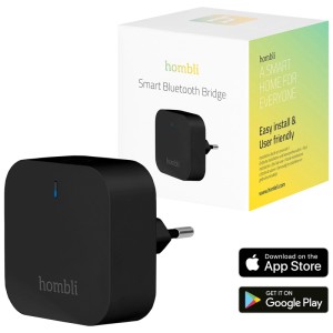 Schwarze Hombli Bluetooth-Brücke für Hausautomation. Verbindet WLAN mit Bluetooth-Sensoren.