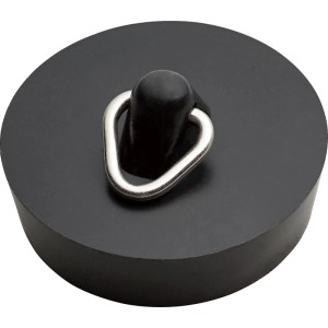 Tappo di scarico nero (Ø 38,5 mm) per lavandini e vasche da bagno.