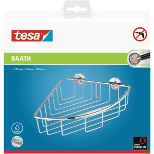 Cestello angolare doccia cromato Tesa Baath Plus per montaggio a parete senza forare.