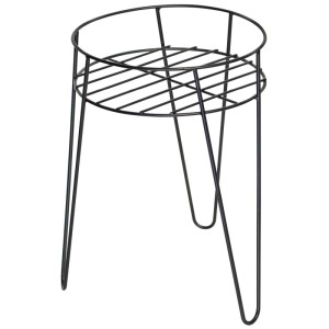 Supporto per piante Wagner nero in acciaio con tre gambe a forcina, Ø 28 cm, altezza 40 cm.